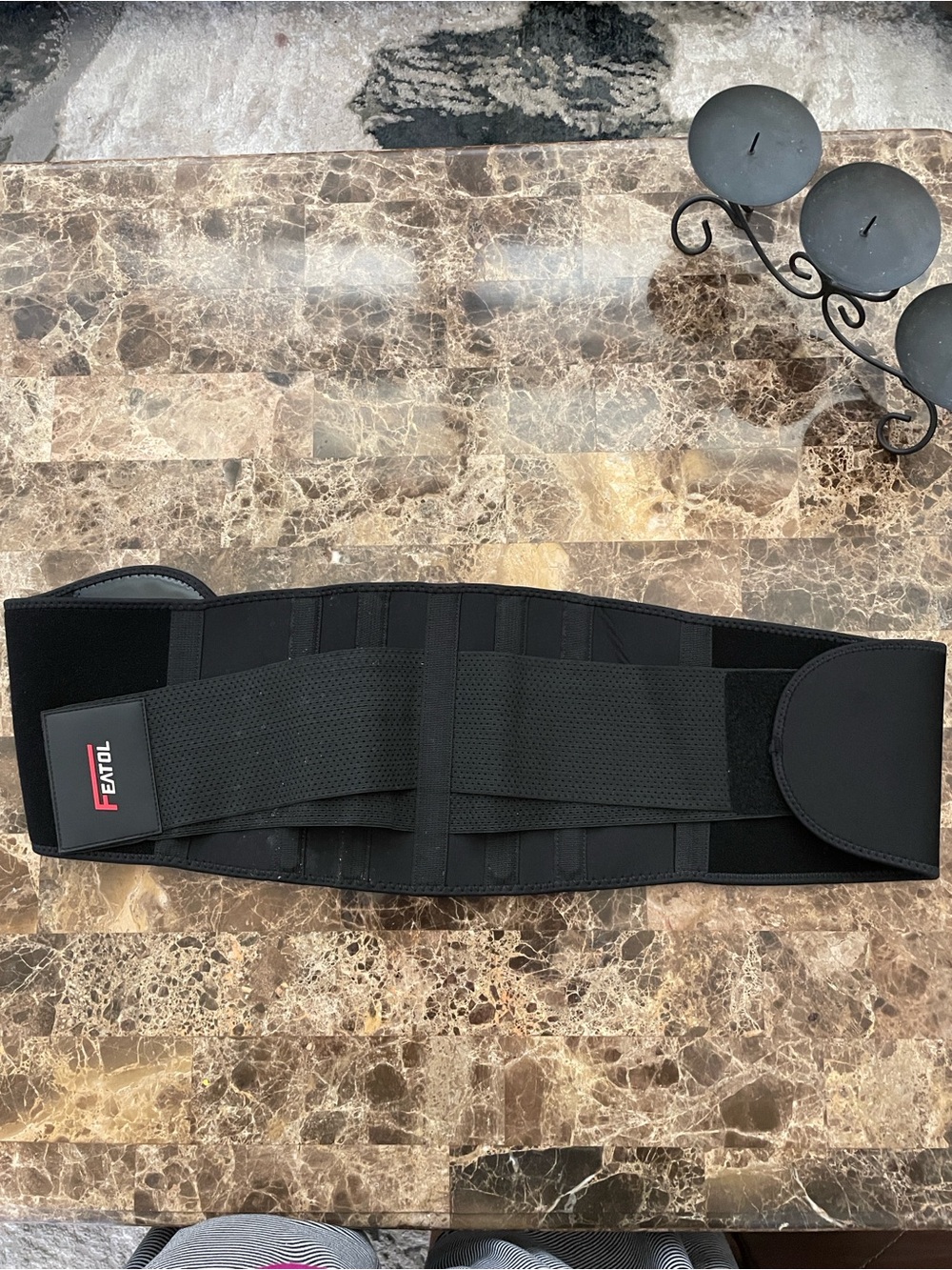 Men’s Black Lumbar Support Belt - Adjustable Back Brace